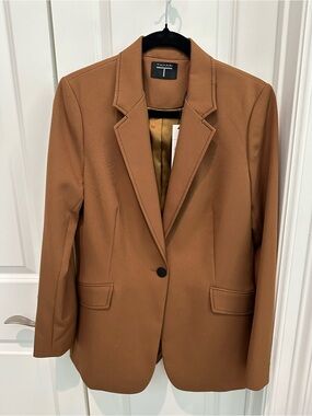 Tahari Women’s Brown Single-Button Tailored Blazer